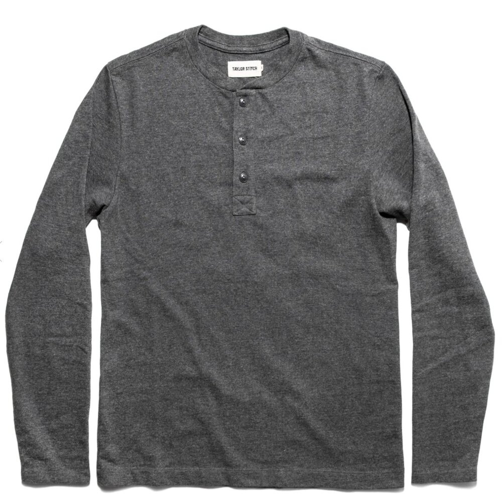 Taylor Stitch The Heavy Bag Henley in Heather Grey